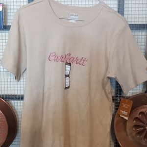 Carhartt Women's Taupe Script Logo Tee Shirt